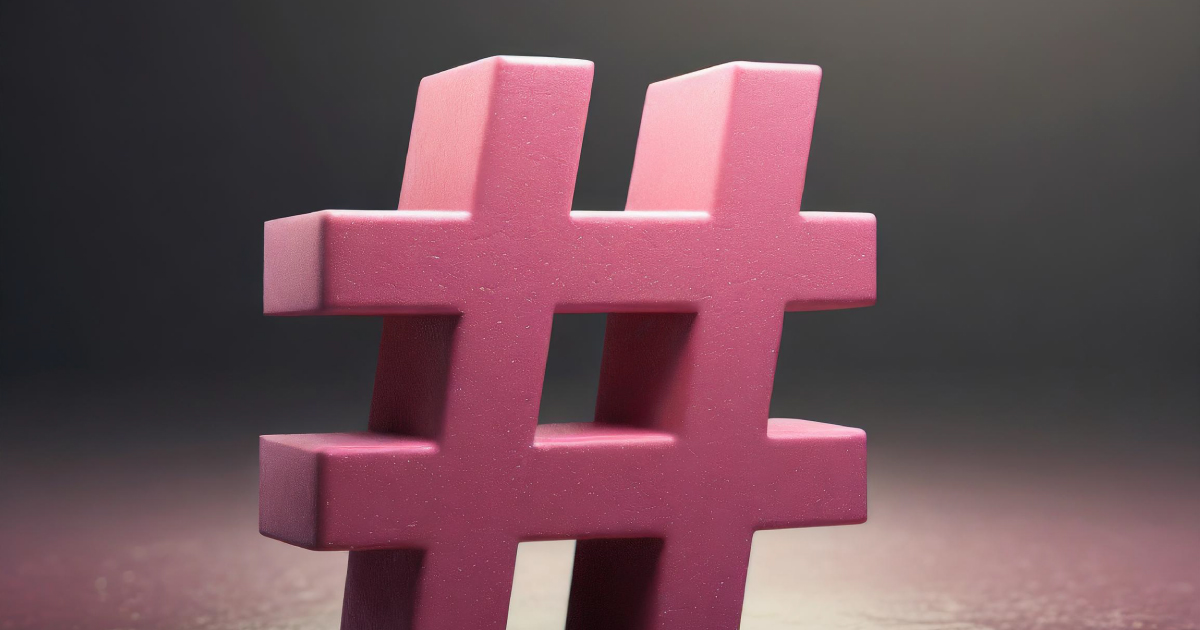 3D-render van een roze hashtag